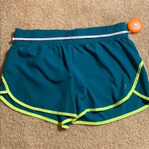 Danskin Now womens aqua & neon yellow shorts/M